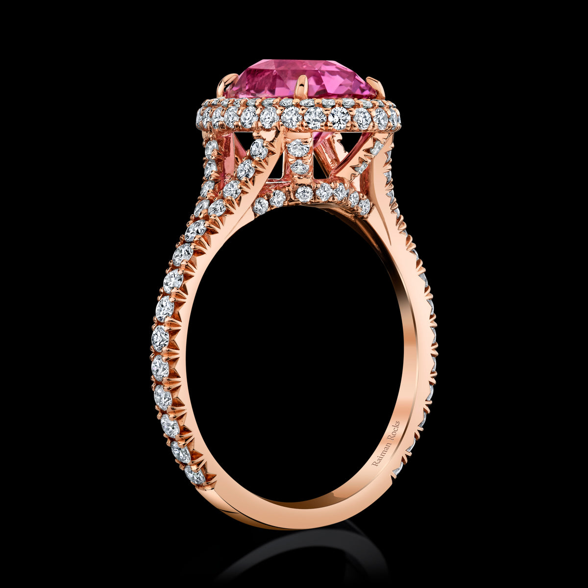 Rosy Arc ring, side view