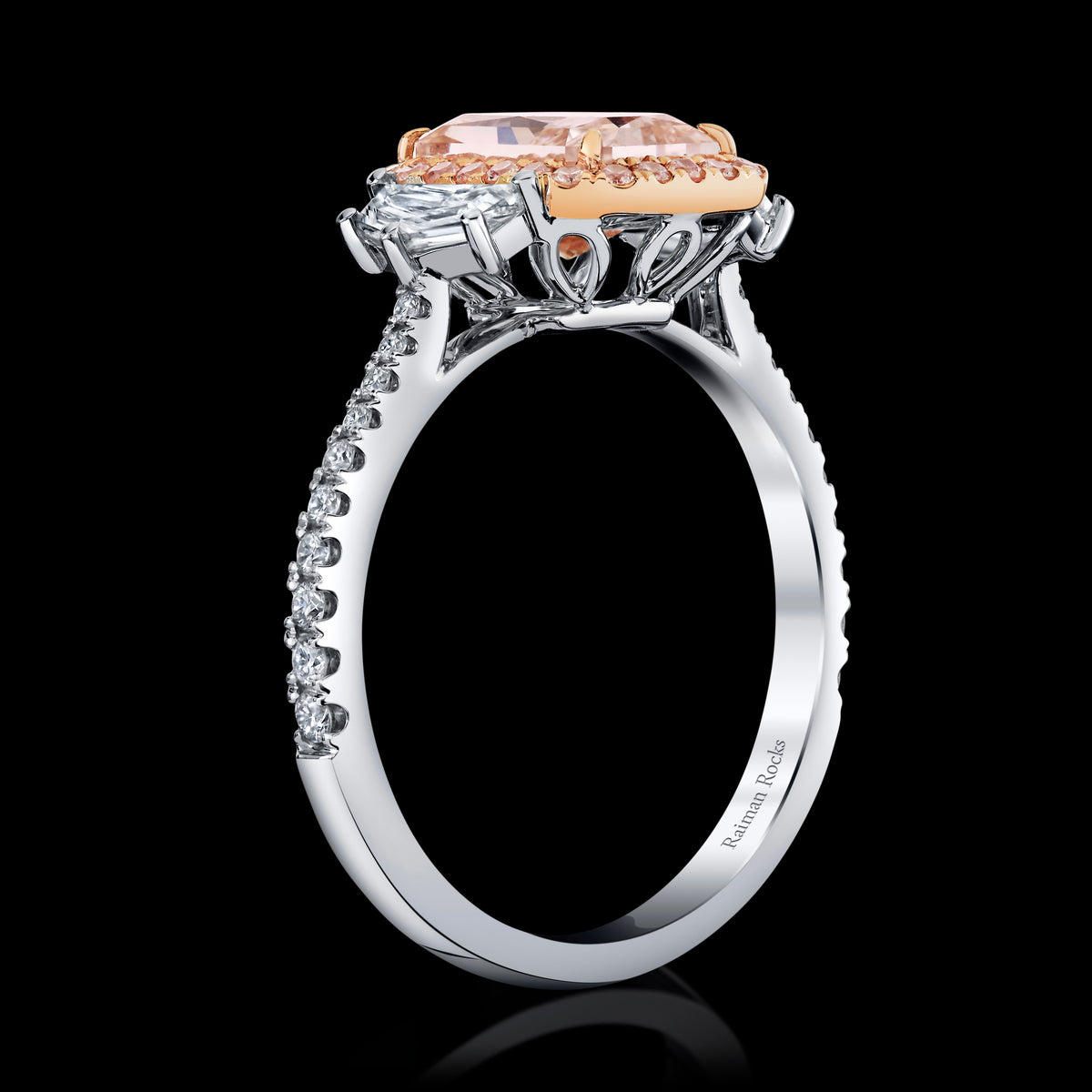Blush Cascade ring, side view