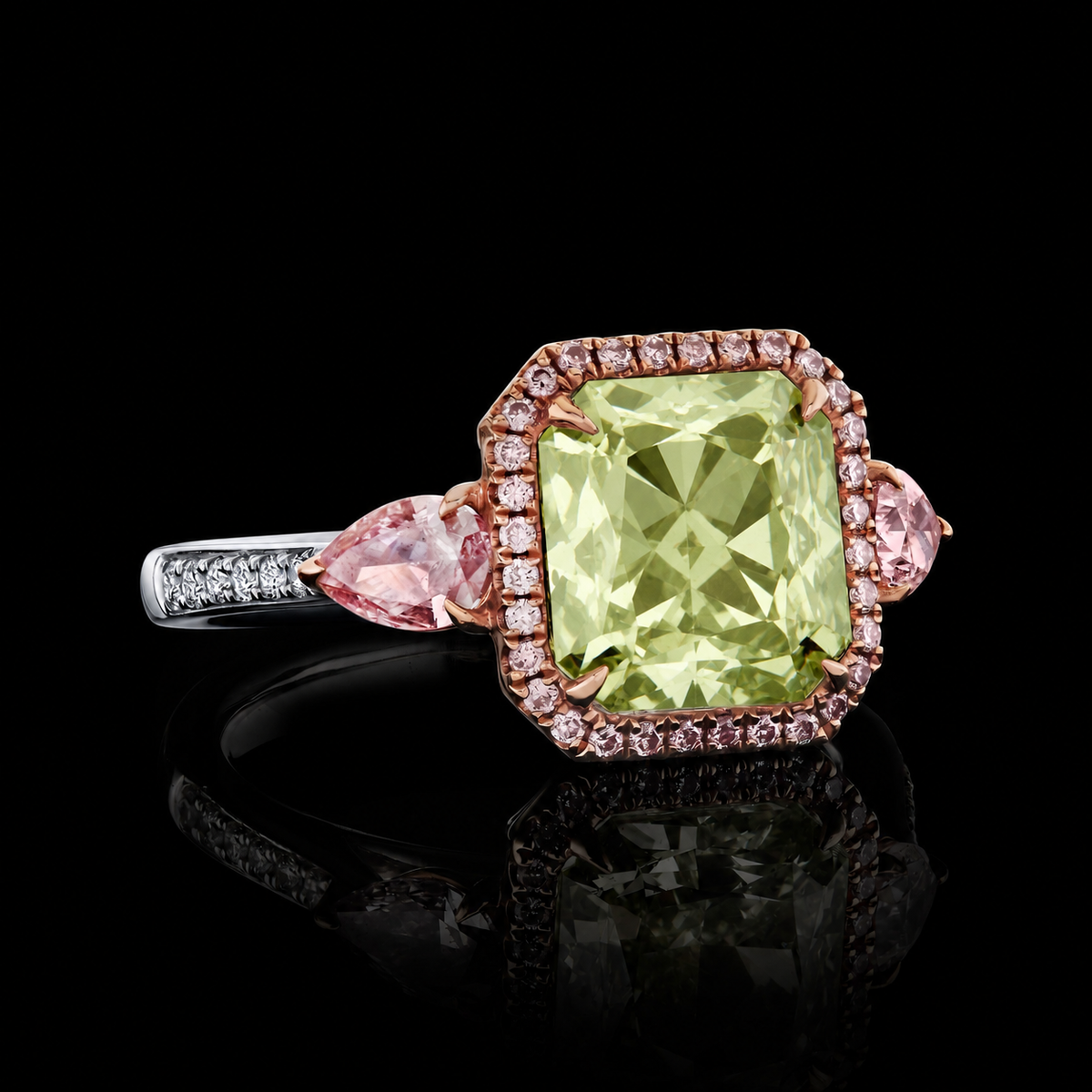 Lime Burst ring, view 2
