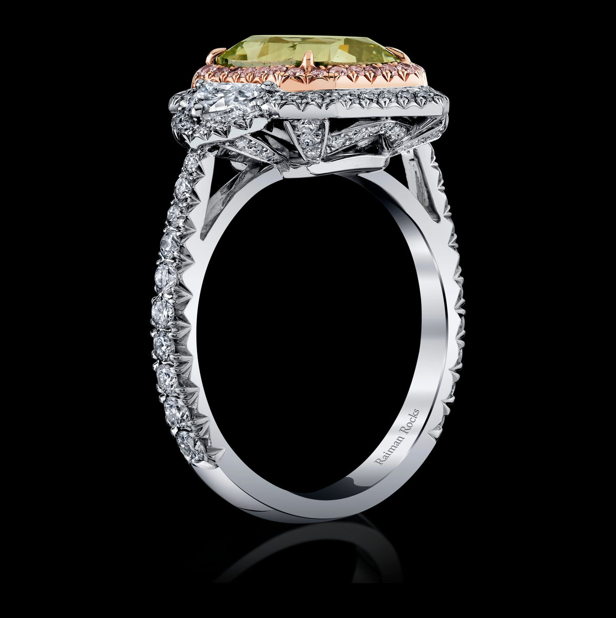 Bronzed Moss diamond ring, view 3